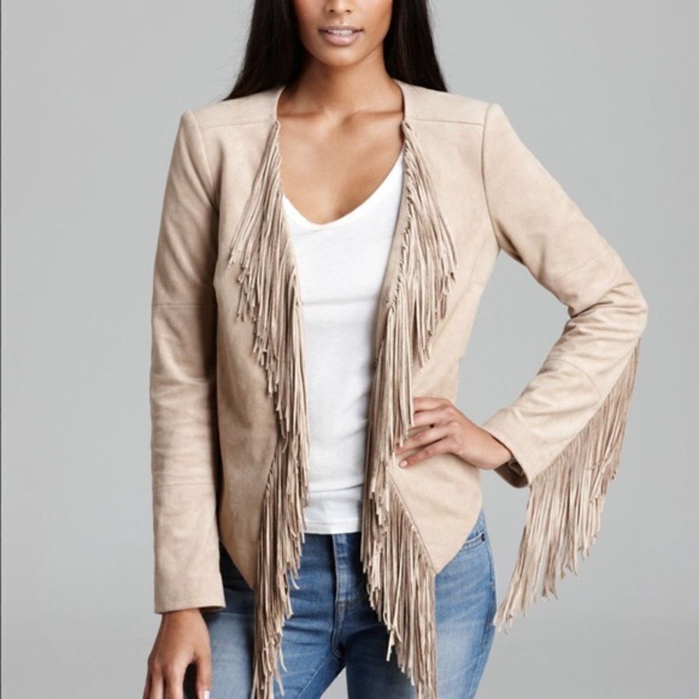 Guess Fringe Faux Suede Asymmetrical Jacket
Sz Large